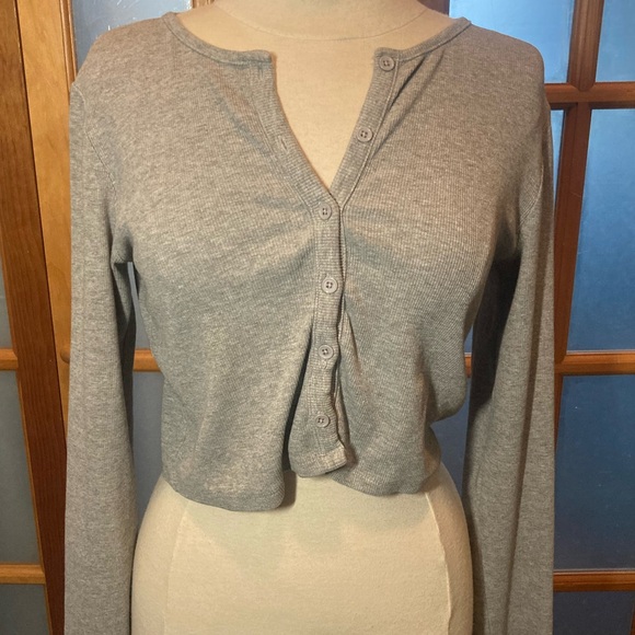 Zara Tops - Zara Basic Grey Button Up Long Sleeve